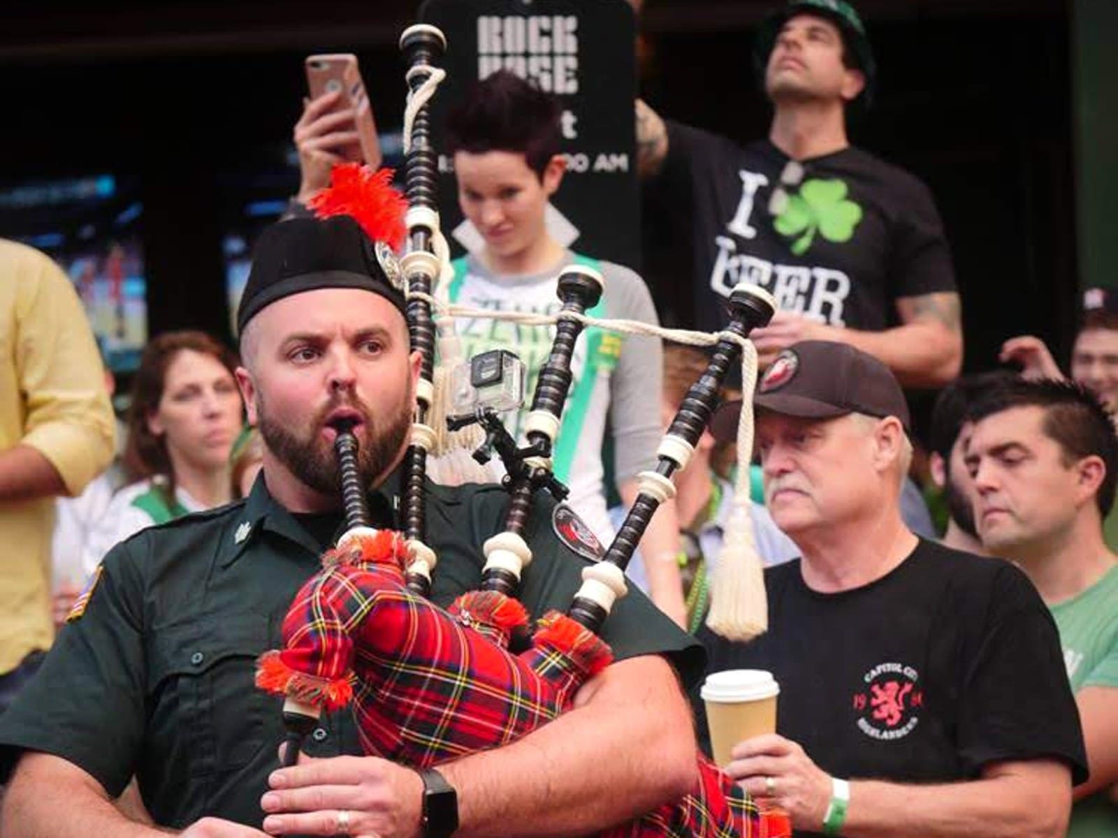 Ryan Guthrie leading a procession for a movie premiere in Austin