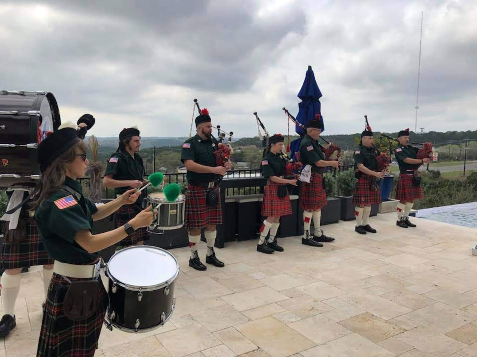 Ryan Guthrie performing with Preston City Pipes and Drums in England